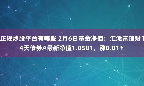 正规炒股平台有哪些 2月6日基金净值：汇添富理财14天债券A最新净值1.0581，涨0.01%