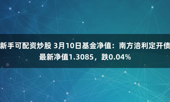 新手可配资炒股 3月10日基金净值：南方涪利定开债最新净值1.3085，跌0.04%